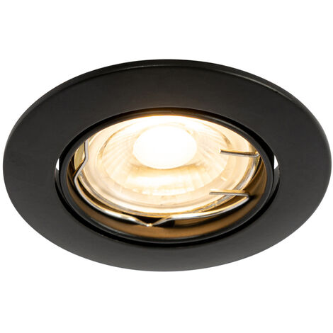 QAZQA Faretto da incasso edu - Moderno - Acciaio - Nero - Tondo Max. 1 x Watt