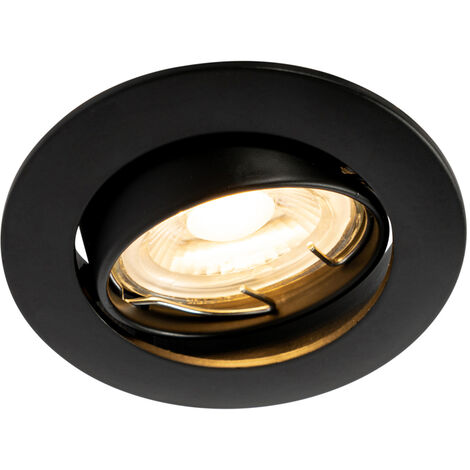 QAZQA Faretto da incasso edu - Moderno - Acciaio - Nero - Tondo Max. 1 x Watt