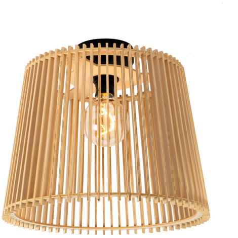 Lampada Da Tavolo Rustica Mels In Legno E Lino – 25x41 Cm, Attacco E27, Max 40W, Cavo 250 Cm, IP20 – Per Soggiorno, Camera Da Letto E Sala Da Pranzo