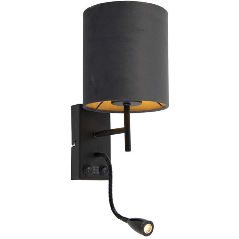 QAZQA Ladas Applique Da Parete Moderna Con Braccio Girevole, 1 Luce E27 Max 40W, Paralume In Tessuto Bianco Su Struttura In Acciaio, Dimmerabile Con Dimmer Esterno, IP20, 25x35x46,3 Cm