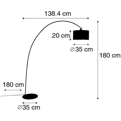 QAZQA + Lampada da terra arco vinossa - Moderno - Tessuto,Acciaio - Nero - Oblungo Max. 1 x Watt
