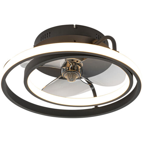 Ventilatore A Soffitto Con Luci LED 20 Pollici Nero - Silenzioso, Motore DC Reversibile, Telecomando E App, Compatibile Alexa