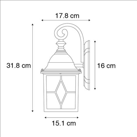 QAZQA + Lanterna da parete london - rustico - Alluminio,Vetro - Bronzo - Cubo/Quadrato Max. 1 x Watt