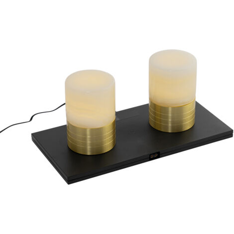 QAZQA + Lampada da terra bliss - Design - Acciaio,Vetro - Nero - Oblungo Max. 1 x Watt