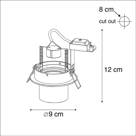 QAZQA + Faretto installa - Moderno - Alluminio - Nero - Tondo Max. 1 x Watt