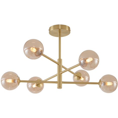 QAZQA Lampada da soffitto ryan - Moderno - Metallo,Vetro - Ottone/Oro/Ottone - Sfera/Oblungo Max. 6 x Watt