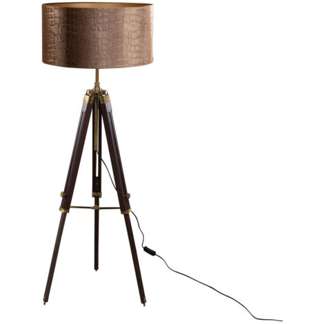 Qazqa parte fl - Lampada da terra con paralume Rustico - 1 luce - 400 mm - Taupe - Rustico - Soggiorno I Camera da letto I Sala da Pranzo I Cucina