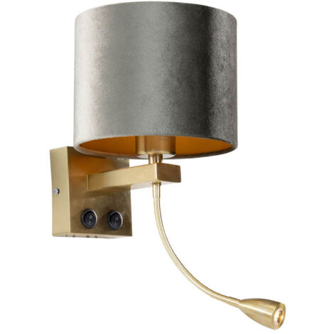 Applique A LED Qazqa Bergamo, Moderna Con Paralume E Braccio Di Lettura Regolabile, 1 Luce E27, Bianco, 30 Cm, Per Soggiorno E Camera Da Letto