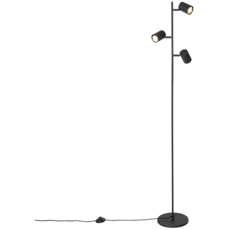 QAZQA Mesh Lampada Da Terra Moderna 3 Luci - Nero, Altezza 150 Cm, Design Regolabile Per Soggiorno E Camera Da Letto - 2