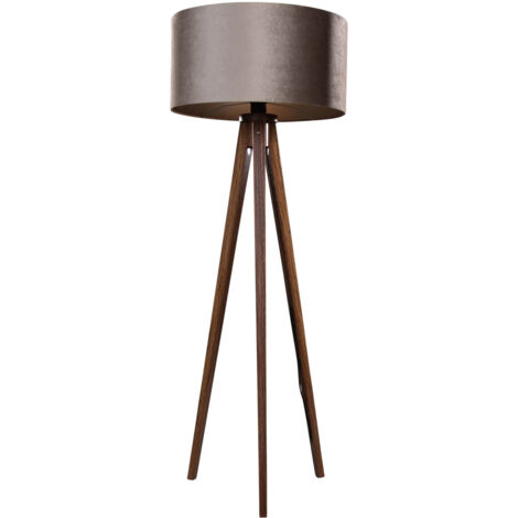 LAMPADA DA TERRA IN STILE RUSTICO CON PARALUME CANVAS E BASE CON RAMI IN LEGNO INTRECCIATI