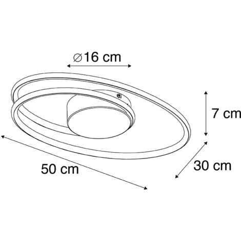 QAZQA Lampada da soffitto rowan - Design - Alluminio,Acciaio - Oro/Ottone - Ovale (non sostituibile) LED Max. 1 x 40 Watt