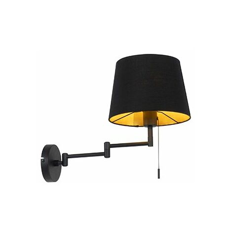 QAZQA Ladas Applique Da Parete Moderna Con Braccio Girevole, 1 Luce E27 Max 40W, Paralume In Tessuto Bianco Su Struttura In Acciaio, Dimmerabile Con Dimmer Esterno, IP20, 25x35x46,3 Cm