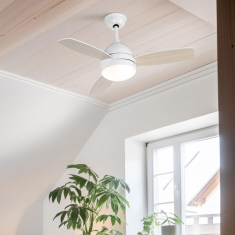 QAZQA + Ventilatori da soffitto rotar - Moderno - Legno,Acciaio,Plastico - Bianco/Marrone - Tondo Max. 2 x Watt