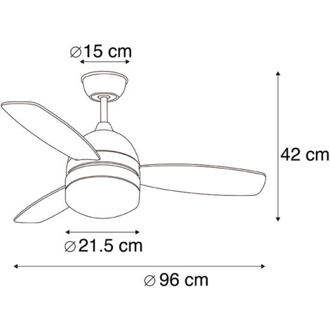 QAZQA + Ventilatori da soffitto rotar - Moderno - Legno,Acciaio,Plastico - Bianco/Marrone - Tondo Max. 2 x Watt