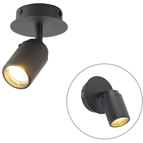 QAZQA Lampada da soffitto ducha - Moderno - Acciaio - Nero - Tondo Max. 1 x  Watt