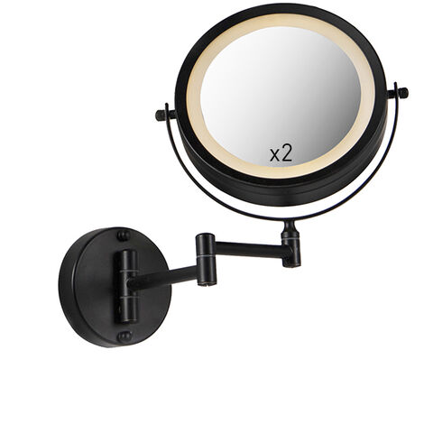 QAZQA Illuminazione per specchio vicino - Moderno - Acciaio - Nero - Tondo (non sostituibile) LED Max. 2 x 1 Watt - Nero