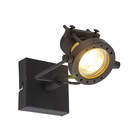 QAZQA Faretto suplux - Industriale - Acciaio - Nero - Tondo/Quadrato Max. 1 x Watt
