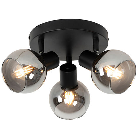 QAZQA Faretto vidro - Art déco - Acciaio,Vetro - Nero - Tondo Max. 3 x Watt