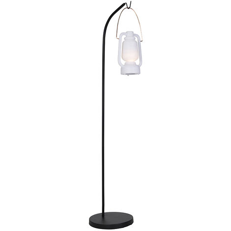 QAZQA Lampada da terra storm - Design - Plastico,Acciaio - Bianco/Nero -  Oblungo (non sostituibile) LED Max. 1