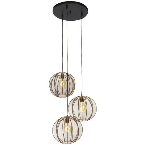 Lampada A Sospensione Industriale Qazqa Kansas | Altezza 90 Cm | Grigio Scuro | IP44 Per Esterni | Portalampada E27