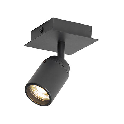 QAZQA Lampada Da Soffitto/parete Ducha - Moderno - Acciaio,Alluminio,Vetro - Nero - Quadrato Max 2 X Watt Nero 56464167