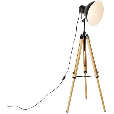 QAZQA Lampada da terra magnax - Industriale - Acciaio - Nero/Oro - Tondo Max. 1 x Watt