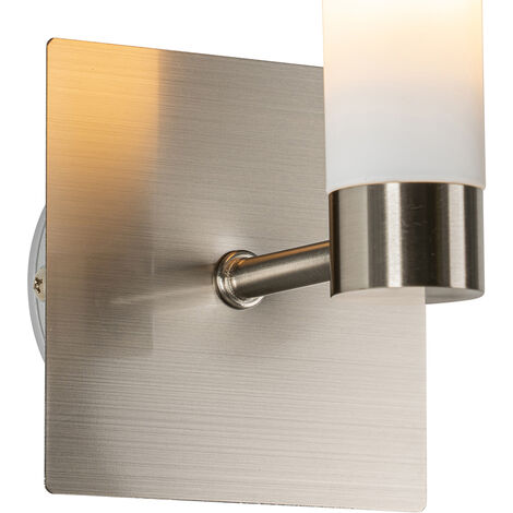 QAZQA Ladas Applique Da Parete Moderna Con Braccio Girevole, 1 Luce E27 Max 40W, Paralume In Tessuto Bianco Su Struttura In Acciaio, Dimmerabile Con Dimmer Esterno, IP20, 25x35x46,3 Cm