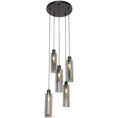 QAZQA Stavelot Lampada Da Terra Moderna 2 Luci Nero - Altezza 155 Cm, Dimmerabile, IP20