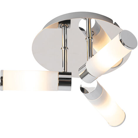 Lampada Da Soffitto E14 X3 Cromo Cristallo Stile Classico Metallo IP44 Niagara 93410591