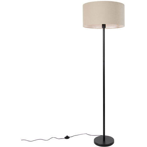 Lampada Da Terra Design Qara, Paralume In Vetro Fumé, Nero, Altezza 161 Cm, Attacco E27, Con Cavo E Spina