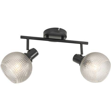Qazqa jeana - Faretto Moderno - 2 luce - L 330 mm - Nero - Moderno - Soggiorno I Camera da letto I Sala da Pranzo I Cucina