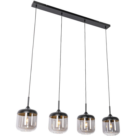 Qazqa Lampada A Sospensione Design Monaco, 8 Luci, 110 Cm, Grigio, Per Soggiorno E Cucina, Attacco G9 (Lampadine Escluse)