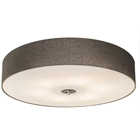 Qazqa drum - Plafoniera con paralume Moderno - 4 luce - 500 mm - Beige - Moderno,Rustico - Soggiorno I Camera da letto