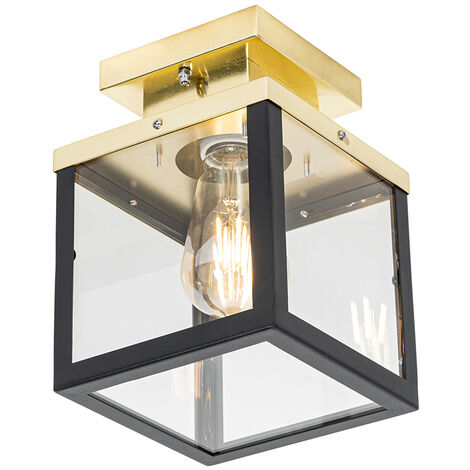 Qazqa Cage Lampada Da Soffitto Moderna 1 Luce – Grigio Scuro, 18x18x20 Cm, Attacco E27, Dimmerabile, Per Soggiorno E Cucina