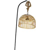 QAZQA Lampada da terra con paralume maurice - Orientale - Bamboo,Acciaio - Legno/Nero - Oblungo (non sostituibile) LED Max. 1 x 1.5 Watt