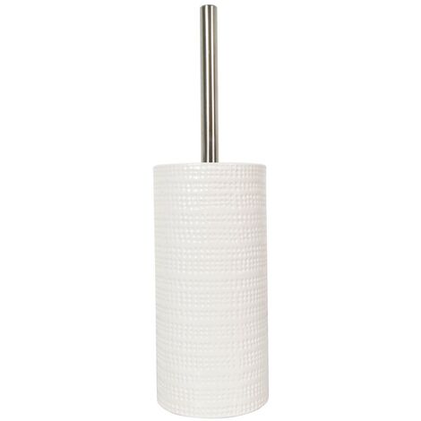 Spirella WC Bürste Toilettenbürste Klobürste Dolomite Steingut 10 x 34,5 cm  - Weiß | Toilettenbürstenhalter