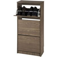 TOPKIT |Meuble à chaussures Volga 51AB| Étagère à chaussures haute et étroite | Meuble à chaussures | Meuble à chaussures avec 3 portes pliantes. | Chêne