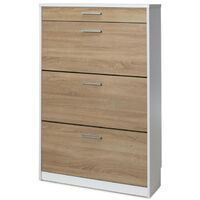TOPKIT Meuble à chaussures Manzanares 3ab Armoire à chaussures Meuble à chaussures avec 3 portes pliantes et un tiroir Couleur Blanc Chêne