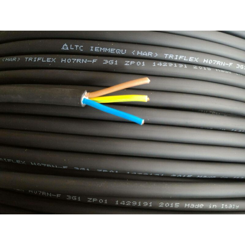 Cables au metre cable multipolaire en neoprene h07rn-f 3 conducteurs 1mmq  avec jaune vert h07rnf