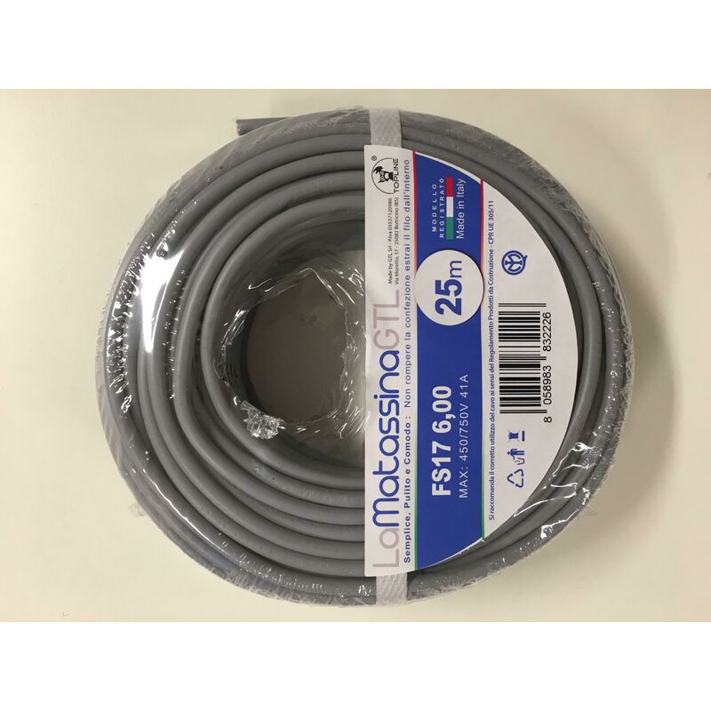Câble Unipolaire FS17 2,5 Mm² Noir 25 M - Pour Installations Fixes, éclairage, Appareillage - 450/750V, 70°C Max