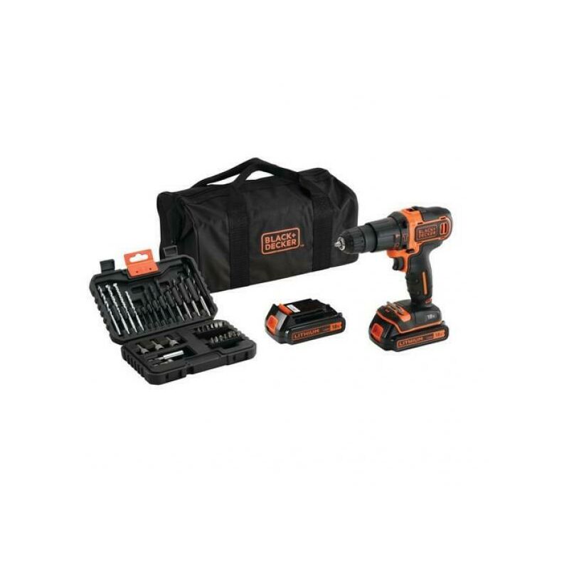 Perceuse à percussion 850W BLACK+DECKER + Coffret 32 accessoires