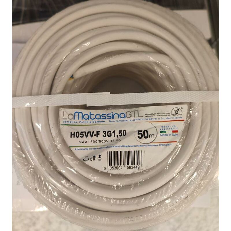 Câble Multiconducteur H05vv-f Go-at Topline 3gx1,5 50 Mètres -h05vvv-f