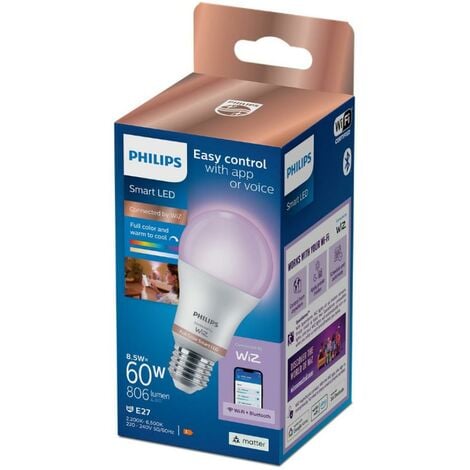 Ampoule led a60 philips smart rgb 8.5w e27 2200-6500k - 17093300