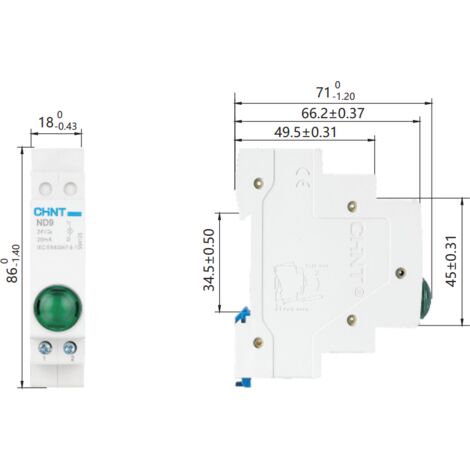 Chint modular led indicator light nd9 1m 0.3w 230vac green - 594108