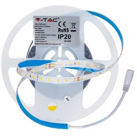 Bande led 5 mètres v-tac 2698 vt-2835 90-24v 6400k 4w