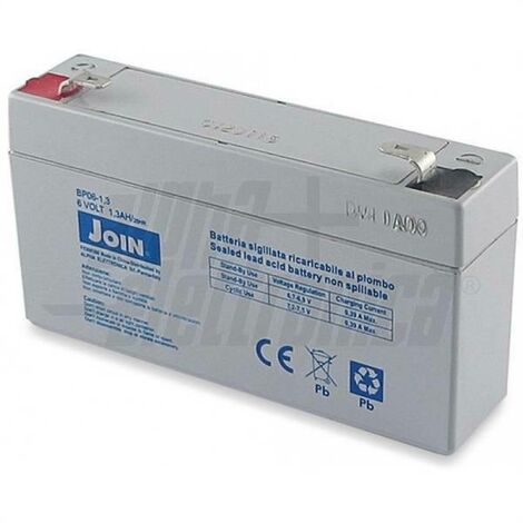 Batterie plomb 6v 1.3ah faston 4.8 mm bp06-1.3