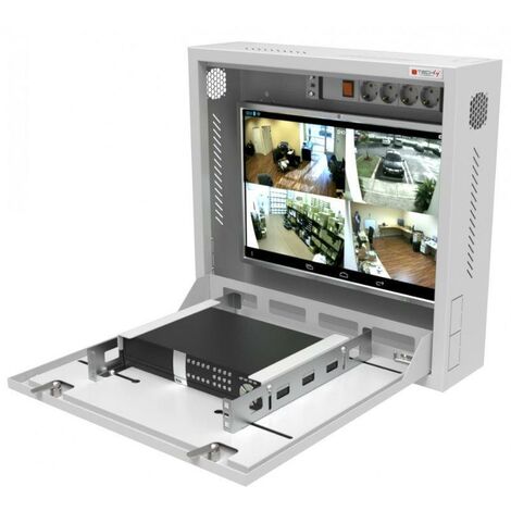 Coffret de sécurité pour DVR et vidéosurveillance – Métallique gris avec double serrure – Dimensions 58x55x15cm – Support 19' 1U – 365146 – Techly Professional - intracom-365146