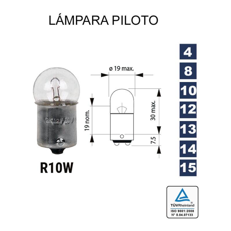 Bombilla 12V R10W