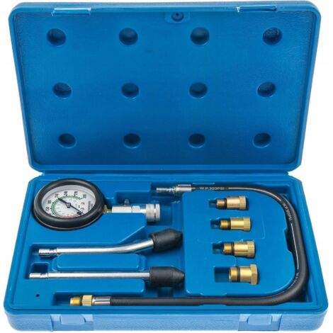 Comprobador de Compresión 8 Piezas para Motores Gasolina , Compresímetro 0-21 Bar con Adaptadores M10-M18 ,herramienta indispensable para talleres y aficionados a la mecánica (1/4)