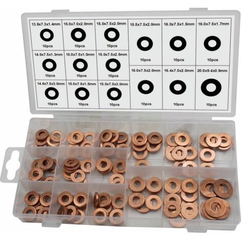 Surtido de 150 arandelas de cobre para inyectores Diesel Common Rail CDI. Resistentes, duraderas y perfectas para reparaciones de automoción.